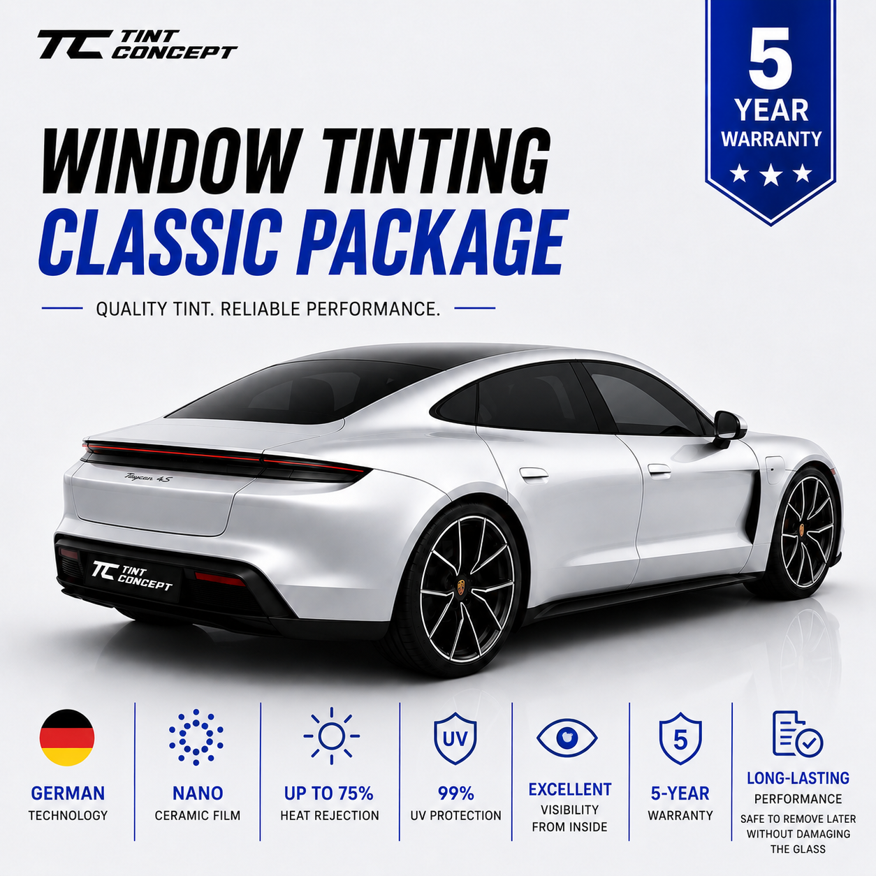 Classic German Nano Ceramic Window Tint  | 5 Year Warranty