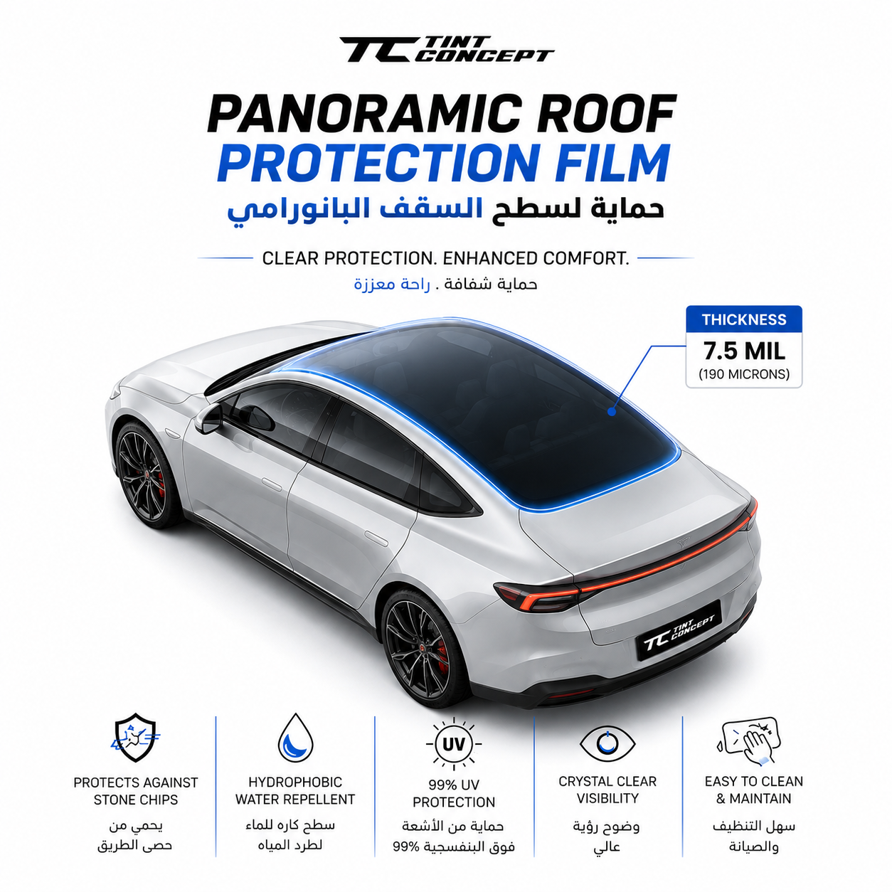 Panoramic Roof PET Protection Film | 5 Mil Glass Protection