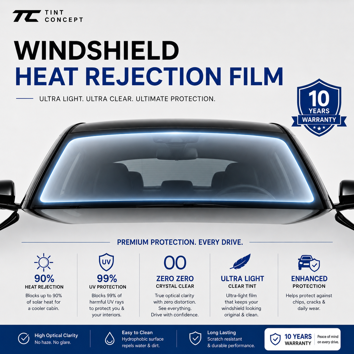 Zero Zero Heat Rejection Windshield Film