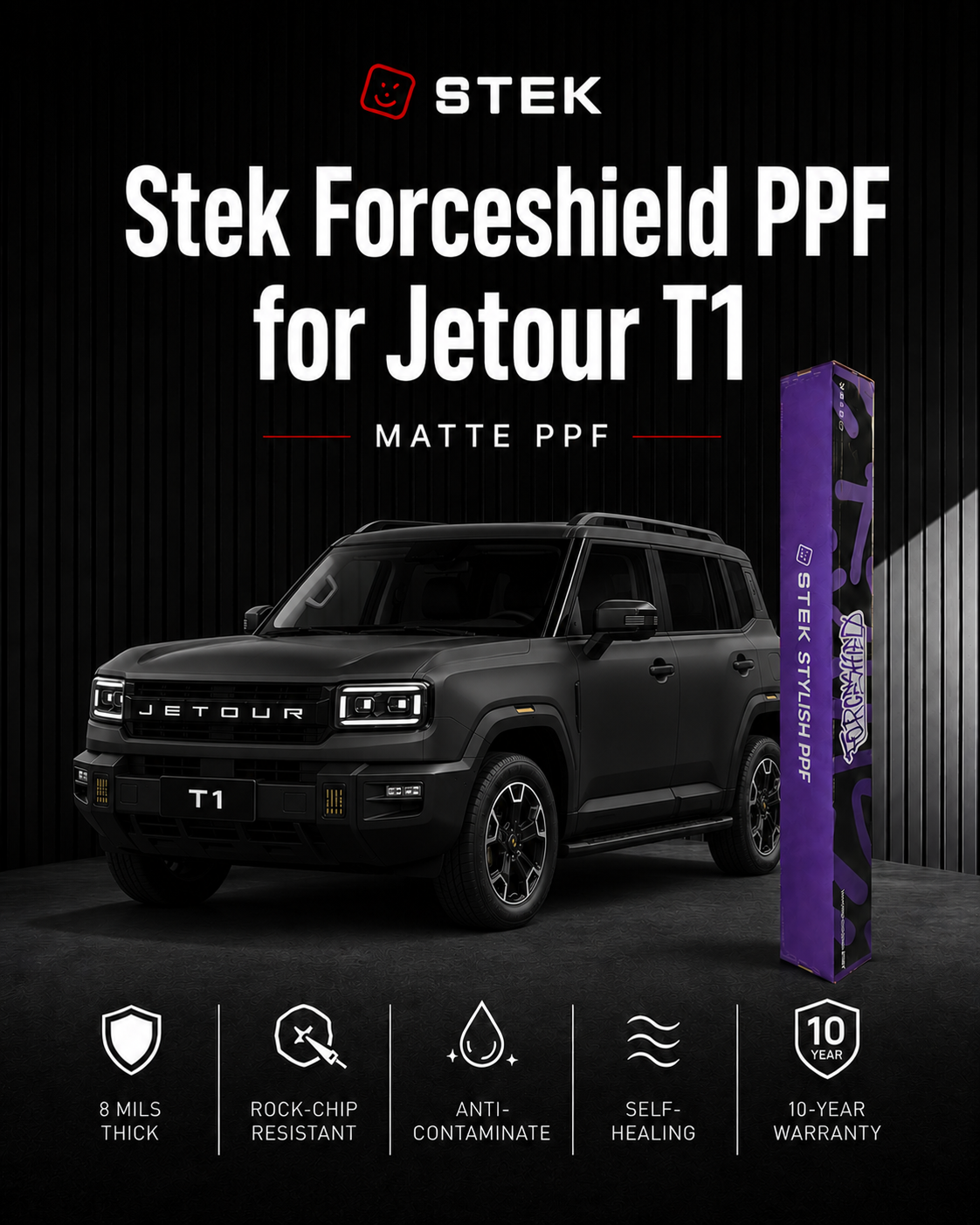 Jetour T1 Matte Paint Protection Film (PPF) | STEK ForceShield | 10-Year Warranty